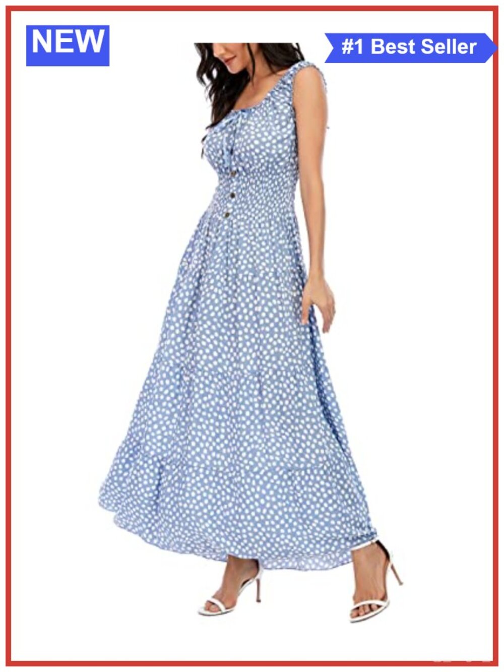 Boho Floral Print Tiered Sleeveless Scoop Neck Long Maxi Dress